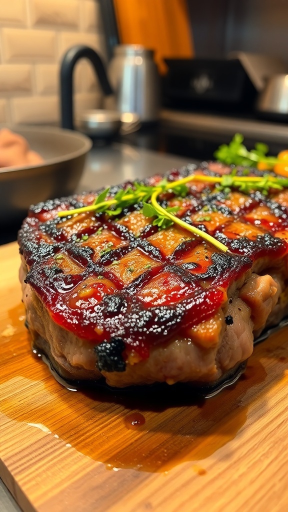 Flavorful Air Fryer Steak Marinade Recipe Juicy air-fried steak on a cutting board, garnished with herbs and accompanied by roasted vegetables.